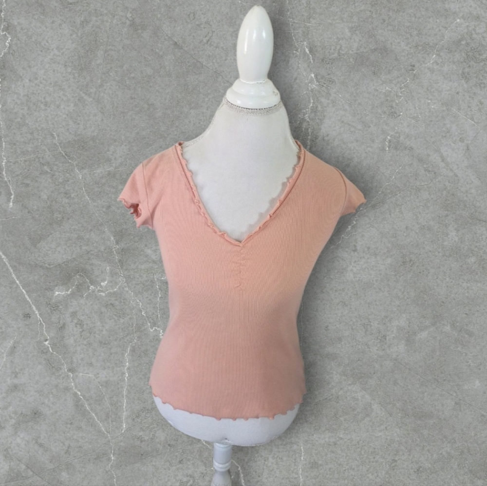 Perfect Fit Women's Peach V-Neck Top Sz S